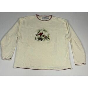 Le Moda Sweater Womens Medium Cream With Cardinals  Excellent Condition.